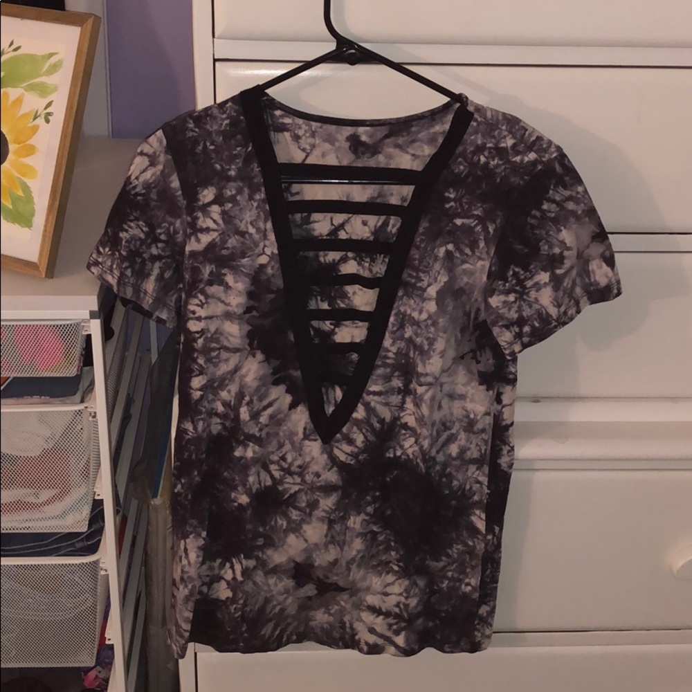 SHEIN Ladder cut plunging neck tshirt